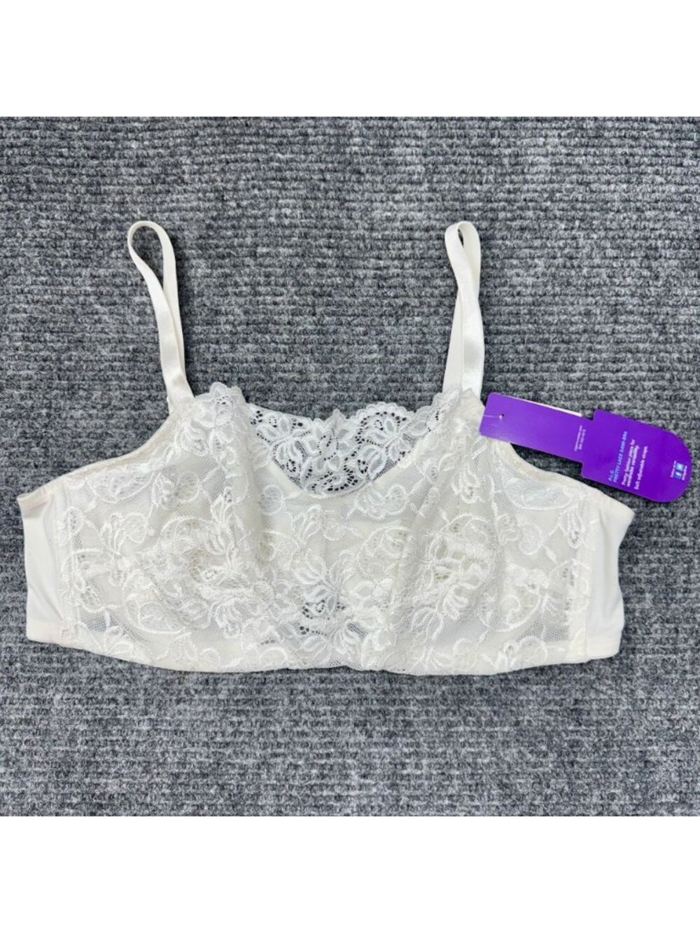 Olga Bra 42C Pretty Lace Cami Underwire Unlined White Floral Overlay 35263 NEW
